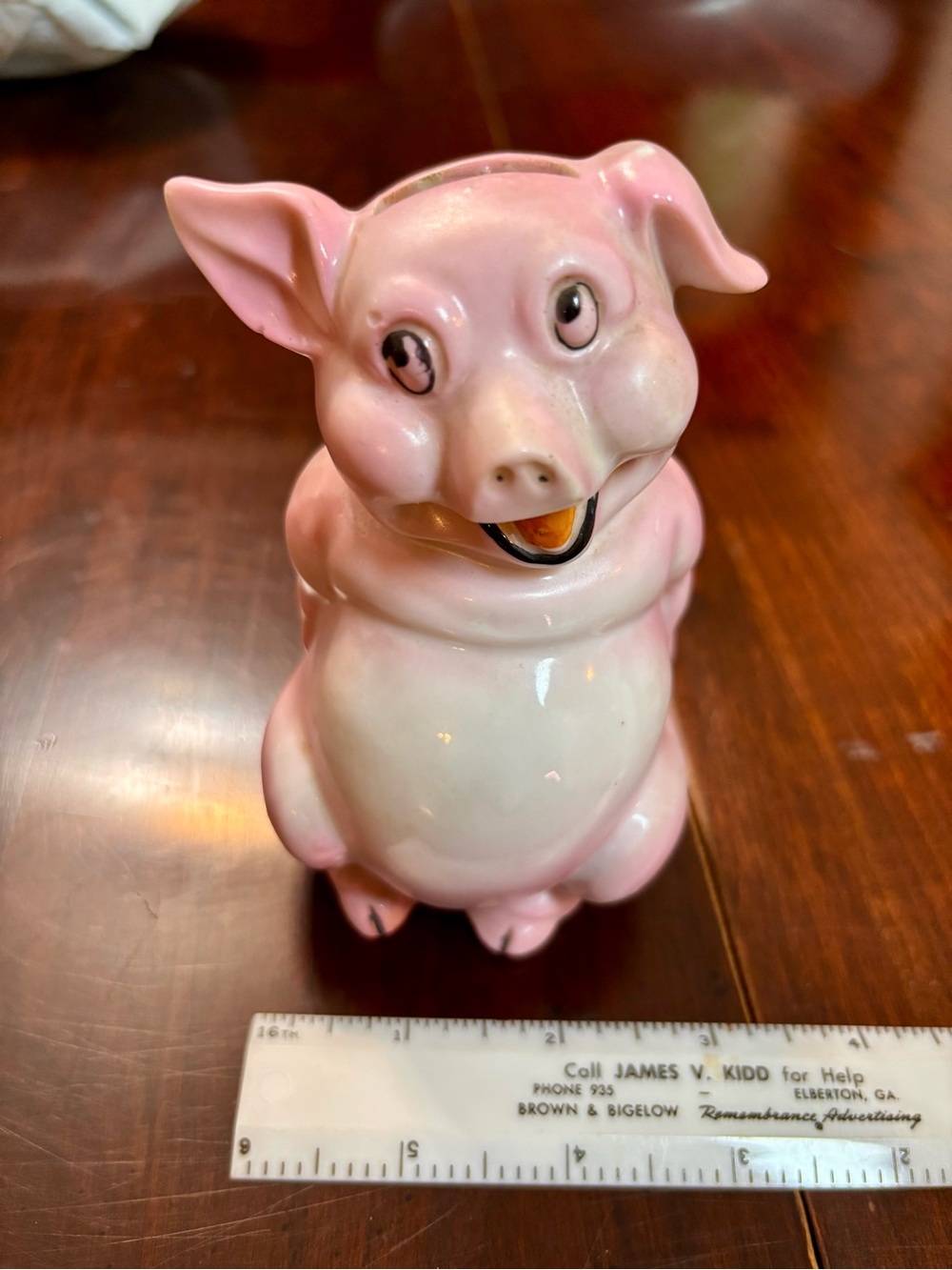 Anthropomorphic Pink Pig mid-century novelty coin bank Nagoya Japan Trico VTG